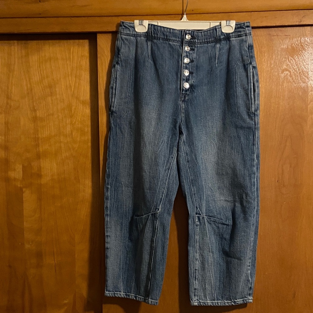 We the Free Osaka Button Fly Barrel Crop Jeans